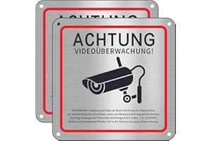 SVALOR Videoüberwachung Schild, 2 Stück Schild Videoüberwachung Privatgrundstück, 15x15cm Aluminium Achtung Videoüberwachung Schilds, Schilds Kameraüberwachung für Überwachungskamera Oder Kamera Attrappe