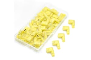 LEWTTYER Angoli 90 Grips Flag Femmina Spade Connettori terminali per cavi, Terminali per connettori a sgancio rapido (Giallo-40PCS)