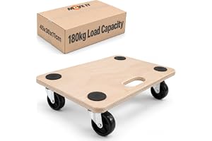 Move-It Platform Dolly med greppdynor, kraftig halkfri transportrullvagn för flyttning av möbler och utrustning, 180 kg lastkapacitet, trä (45 x 30 cm)