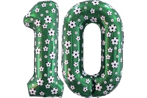 DazzJoy Fotbollsdekoration för pojkarnas 10-årsdag, fotbollsballong 10-årsdag för pojkar, fotboll 40 tums ballonger siffror 1