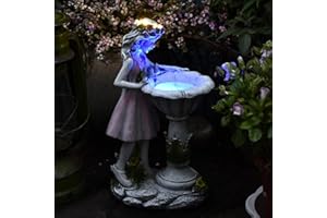 ‎HIAME HIAME Gartendeko Figuren für Außen Groß Solarleuchte, Blumenfee Garten Deko Blume Fee Solar Licht Harz Mädchen Outdoor Villa Dekoration Geschenke für Frauen (A)