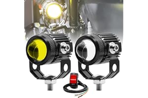 Ygmylandbb Motorcycle LED Driving Fog Lights, Auxiliary Spot Lights Pod for Motorcycle, Include Switch White and Yellow High Low Beam Fog light for Motorcycle 2Pcs