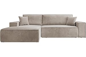 ‎SELSEY Selsey Sofa Ecksofa Eckcouch Schlafsofa Couch Mit Stauraum Schlaffunktion Pflegeleicht Polyurethanschaum L Form Links Farese Beige Cordoptik