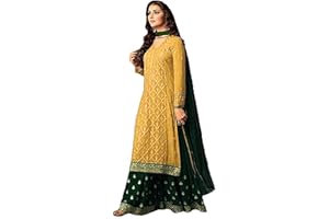JIVRAJ FASHION Salwar Kameez Sharara Langarm Indischer Designer Shalwar Suit Party Wear Bereit zum Tragen Ethnic Heavy Foux Georgette