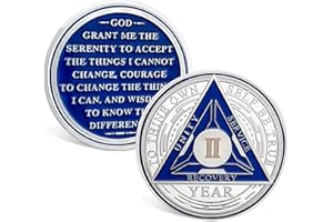 ACGZQY 2 Year Sobriety Chip - Triplate AA Coin and Medal Sobriety Coin, Recovery Chips, Sober Anniversary Tokens, Sobriety Gifts, Alcoholics Anonymous, Recovery