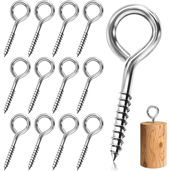 IMSCREWS 10-Pack 4.7-Inch Heavy-Duty Self-Tapping Screw Eyes – 304 Stainless Steel Eye Hooks For Indoor & Outdoor Cable Securing