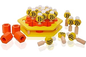 BEEHIVE TOYS & GIFTS Memory Matching Game, Wooden Beehive Hexagon Puzzle Game for 3 Years Plus