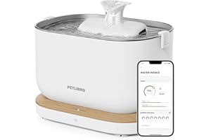 PETLIBRO Fontanella per Gatti con App, 2.4 GHz WiFi Dockstream 2,5L Fontana con Statistiche sull'Assunzione d'Acqua, Ultra Silenziosa, Distributore di Bevande con Vassoio in Acciaio Inossidabile