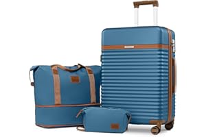 Joyway Set di Valigie, Valigia da viaggio rigida con 4 ruote e chiusura TSA, Set di valigie di medie dimensioni in ABS espandibile con 1 borsa da viaggio e 1 borsa da toilette