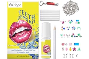 DMNQ Zahnstein Schmuck,Tooth Gem Kit,Zahnschmuck Set,Zahnstein Set,FüR GläNzende Reflektierende Zahndekoration,Geeignet FüR Partys,Mit 1440 Strasssteine ​​Und 5 Marquise-Diamanten