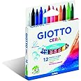 GIOTTO Cera Super Washable Large Wax Crayon, 12 Assorted Colours, Ideal for Children, Party Bags & Schools