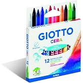 Giotto Wax, Washable Waxes, Diameter 0.8 cm, Assorted Colours, Pack of 12