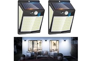 Utomhus Led Solar Light, 2 stycken Utomhus Led Solar Spotlights med Rörelsesensor, 238 LED 3 Lägen Vattentät Sollampa för Trä