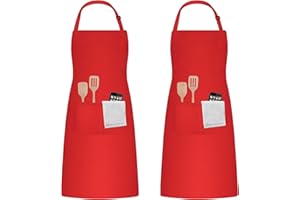 CATIME Fartuch kuchenny dla kobiet i mężczyzn, 2 sztuki, regulowany fartuch kuchenny z 2 kieszeniami, fartuch do pieczenia, fartuch grillowy, wodoodporny fartuch dla dorosłych, do kuchni, prac ogrodowych,