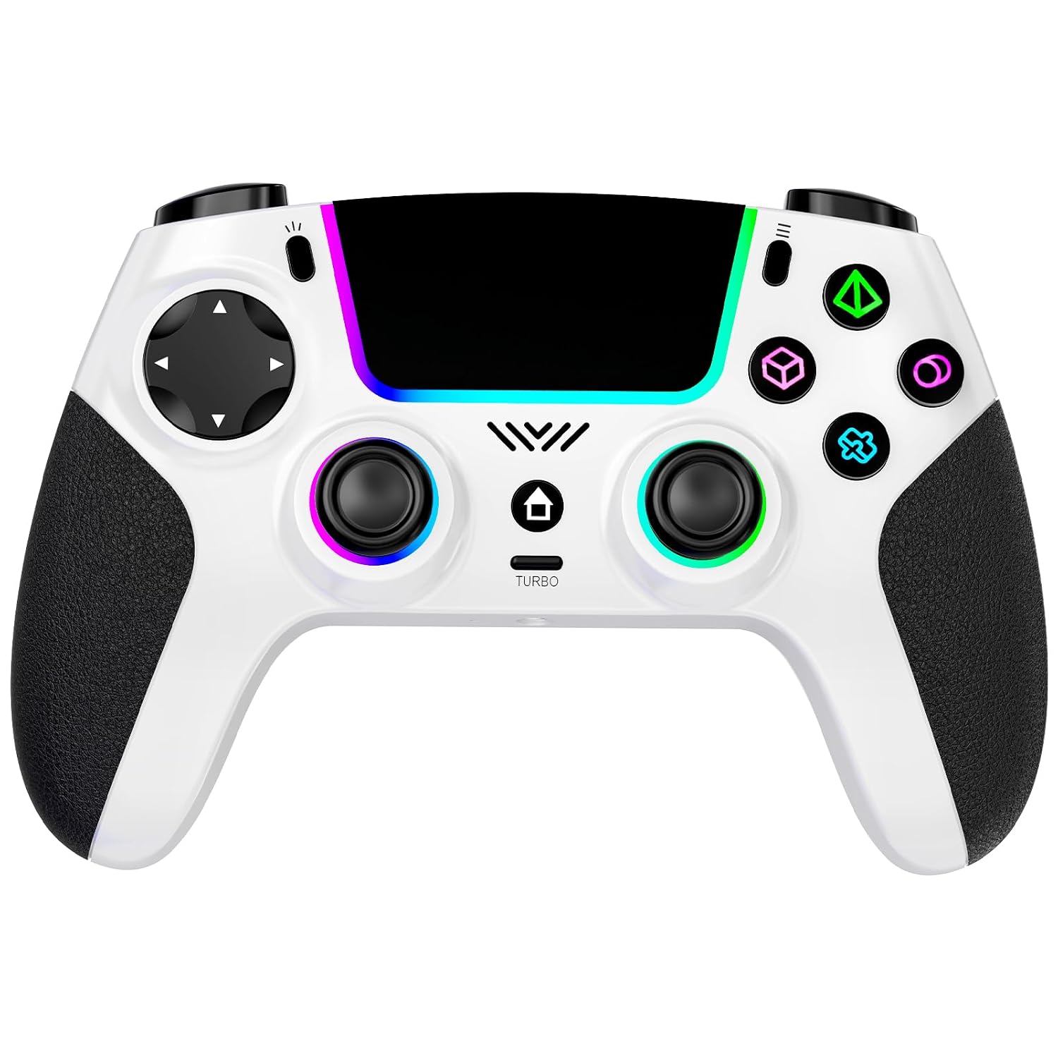 SZPACMATE Manette sans fil pour PS4/PS3/Switch/PC/iOS/Android/Steam Deck, avec 8 éclairage RGB/Joystick Effect Hall/Batterie 1000 mAh/Turbo/Double Vibration/Programmable/Poignées Antidérapantes | Joystick effet Hall, éclairage RGB 8 Couleurs, Batterie 1000 mAh, Gyroscope 6 Axes, Turbo, Double Vibration, Programmable