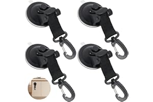 Yenvory Lot de 4 crochets à ventouse robustes avec mousqueton, outil polyvalent pour les aventures en plein air, le stockage de véhicules et l'organisation de la maison