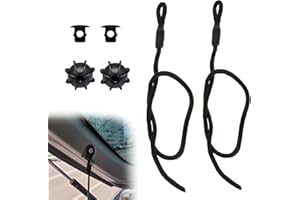 MEKEET 2PCS Parcel Shelf String Black Nylon Rubber Car Boot Strings Roof Rack Attachment Straps Rear Wrap Rack Fixing Ropes Tonneau Lid with Rope Lanyard