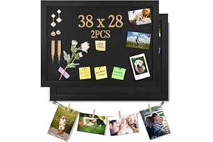 ORIGREEN Schwarz Pinnwand aus Kork mit Filz, 38x28CM kleines Anzeigebrett für Wände, Schmuck, Notizen, Sammlungen, Fotos, Büro, Holzrahmen (Schwarz) & Filz (Schwarz), 2 Stück.