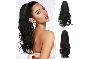 RUWISS Doppelnutzung Ponytail Extension 45 cm Klaue Clip in Lockig Wellig Pferdeschwanz Synthetik Hair Extensions für Damen Natürlich aussehende Haarteil für den täglichen Gebrauch