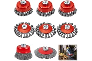 ZHEHNSA 8 Stück Drahtbürste für Winkelschleifer M14, drahtbürste winkelschleifer M14 Durchmesser 80 mm und 120 mm Drahtbürste flex, zum Bohrmaschinen-Reinigen, Rosten, Polieren, Schleifen