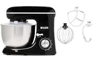 Haden 5L Stand Mixer - 1300W Heavy-Duty Kitchen Mixer with Dough Hook, Whisk & Mixer Blade Attachments, 6-Speed Control, Large Capacity Electric Stand Mixer for Bread, Cakes, and Home Baking