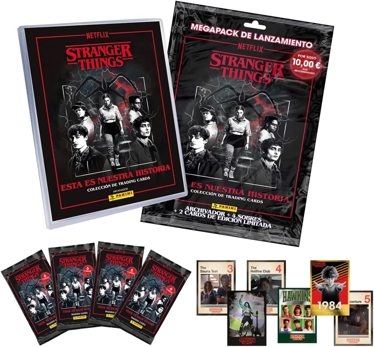 Album Stranger Things Cromos | Megapack Stranger Things Panini Trading Cards 2026 | Album Cromos Colección Oficial Netflix + 4 Sobres + 2 Cartas Edición Limitada