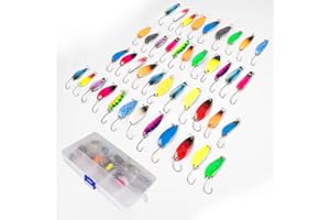 BAHAN ALAMY 43 Stück Fishing Forellen-Spoon, Forellen Spoon Set, Angel-Köder Set, Spoons Forelle, Forellen-Blinker Farbige Rückseite, Köder Spinner Set mit Spoon Box