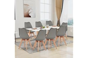 H.J WeDoo Esszimmergruppe Esstisch mit 8 Stühlen Essgrupp, Rechteckig Küchentisch und 8er Set Esszimmerstühle Sitzgruppe für Wohnzimmer Küche Büro(180x80cm Tisch+8 Grau Stühle)