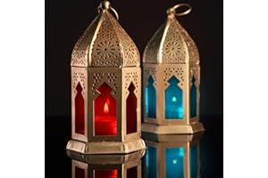 MARRAKESCH ORIENT & MEDITERRAN INTERIOR Marrakech Geda - Juego de 2 farolillos orientales de 16 cm para exteriores como decoración de balcón o interior como alféizar de ventana