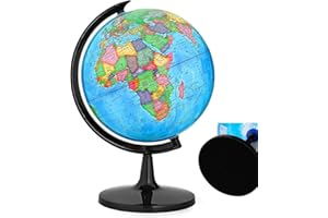 GOCHANGE 32CM Educational World Globe with Weighted Base, Classroom Decorative Large Earth for Students & Geography Teachers, 360° Rotating Interactive Globe with World Map-Learning Tool& Educational Toys