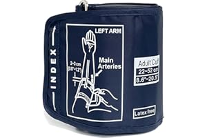 QUTRYVEN Replacement Extra Large Cuff for Omron BP Monitors 22-52CM Big Arm - Adjustable XL Blood Pressure Cuff, Includes 4 Universal Interface, Blood Pressure Monitors Large Cuff Compatible（Dark Blue）