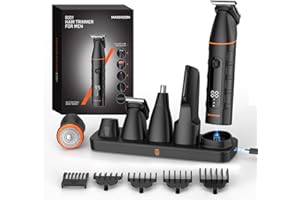 MAXGROOM Electric Beard Trimmer Men, 5-in-1 Multi-Functional Body Hair Trimmer, 120 Mins Long Battery Life Rechargeable Body Shavers for Men, 7000RPM Efficient Grooming Kit for Face, Nose, Armpits