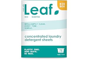 Leaf Laundry Sheets x75 Ultra Concentrated Bio Washing Detergent - Simple Detergent, Swaps Pods, Liquid, Powder, Capsules – Travel Wash, Pack Of 1