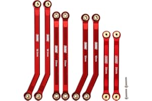INJORA CNC Aluminium Links Set Haut Dégagement 4 Links Set pour 1/24 RC Crawler Axial SCX24 C10 JLU Bronco Base Camp LWB 133.7mm,8PCS(Rouge)
