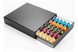 MaxMiuly Coffee Capsule Drawer for Nespresso Vertuo Veruoline,Dolce Gusto Pod Coffee Holder Organizer Machine Stand (Metal)