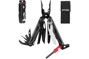 FLISSA Szczypce wielofunkcyjne 19 w 1, torba transportowa w zestawie, wielofunkcyjne narzędzie ze stali nierdzewnej, obcinacz do drutu, otwieracz do butelek, śrubokręt, klips do paska, idealne na