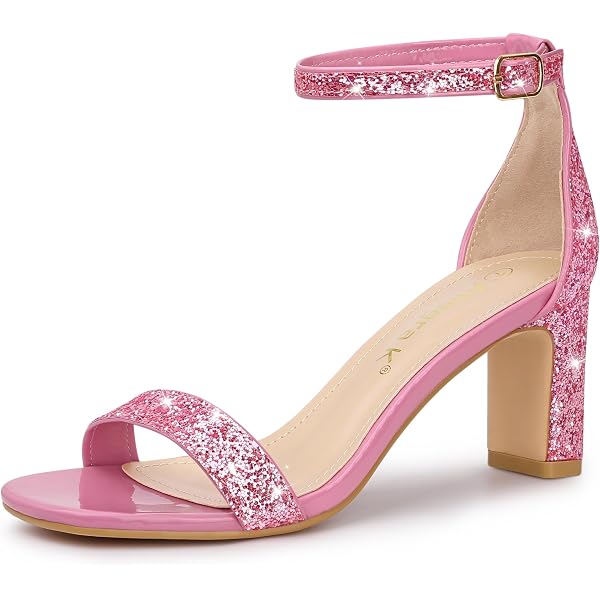 Allegra K Damen Glitter Sandalen Mit Absatz – Stiletto, Offene Zehen, Knöchelriemen, Perfekt Für Party & Hochzeit