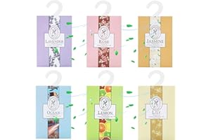 WDEC 6 * 20g szt. Zawieszka Do Szafy Lawenda OdśWieżAcz Zapach Mole, z wiszącymi saszetkami do szafy na ubrania wózek łazienkowy, torba do aromaterapii, (jaśmin, róża, lawenda, lila, ocean,cytryna)