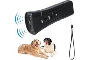 IFaca Dispositivo Ultrasonic Anti Ladridos para Perros, Recargable USB, Dispositivo Entrenamiento para Perros con Linterna LED, Adecuado para Perros Pequeños, Medianos Y Grandes (Negro)