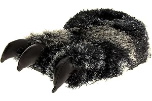 Footwear Studio Mens Faux Fur Monster Claws Bulldog Dog Novelty Slippers
