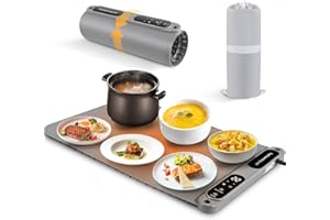 MEKTURM Electric Food Warmer, Food Warming Mat,Portable Food Warming Tray, Full-surface Heat in 5s, Portable Roll Up Hot Plate, hot plates for keeping food warm,7Temperature Settings 60 x 38 cm