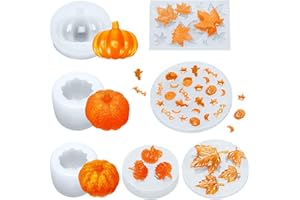 QIZHIQIAMY Moule Silicone Automne, Moule Citrouille Silicone, Moule Bougie Automne, Moules de Thanksgiving en silicone pour Bougies, Savons, Chocolats et Objets Artisanaux DIY (7PCS)