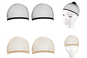 NOTHERS Parrucca Tappi,6 Pezzi Calotte per Parrucche di Nylon Elastici Parrucca Rete per Donna e Uomo Trucco (Beige Nero)
