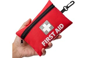 General Medi 150 Pieces Small First Aid Kit - Includes Emergency Foil Blanket, Scissors for Travel, Home, Office, Vehicle, Camping, Workplace & Outdoor (Red)