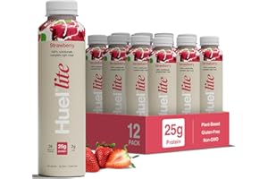 Huel Lite Ready to Drink, 12 x 500ml Bottles, Strawberry Flavour 25g Protein Shake, 190 Calories Meal Replacement Shake, Low Sugar, High Fibre, Vegan Protein Drinks with 26 Vitamins & Minerals