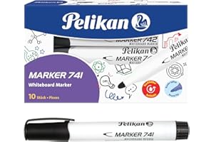 Pelikan - Whiteboard Marker Pens 741, Black, Bullet Tip, Pack of 10