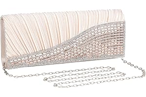UBORSE Abendtasche Damen Satin Clutch Tasche Strass Glänzend Handtasche mit Kette Kleine Umhängetasche Modisch Umschlagtasche Achseltasche für Hochzeit Cocktailparty Tanzparty Geburtstagsfeier
