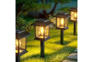 GLOBAL GOLDEN Solar Lights Outdoor Garden, 4 Pack Stake Waterproof Solar Garden Lights Pathway Lighting Outdoor for Patio Pathway Lawn Yard Decoration (4)