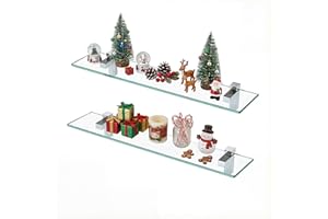 KES Estanteria Baño Estante Vidrio Baño 8MM Grueso Cristal Templado 2 Piezas Estantería de Cristal Ducha 60CM Pared Acabado Pulido, BGS3201S60-P2