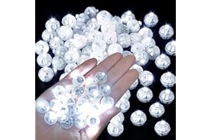 SPRINLOT 100 Stück LED Ballons Lichter, Mini LED Lichter Luftballons, Led Luftballoon Party Kaltes Weiß Licht, Runde Ballon Licht, Leuchtende Luftballons für Geburtstag Hochzeit Weihnachten Karneval Neujahr